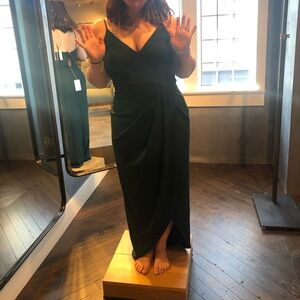 Never worn, BHLDN bridesmaids dress in emerald green .